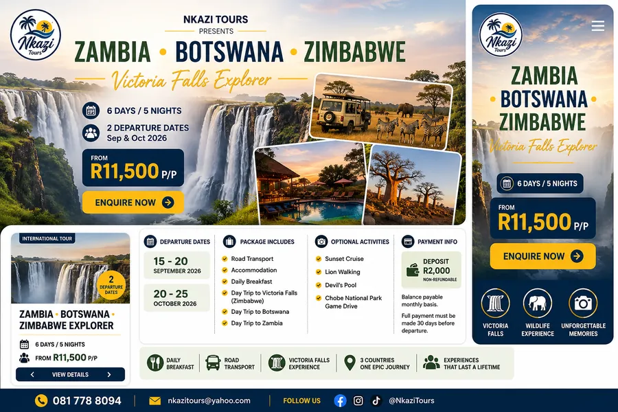 Zambia, Botswana & Zimbabwe Tour 2026